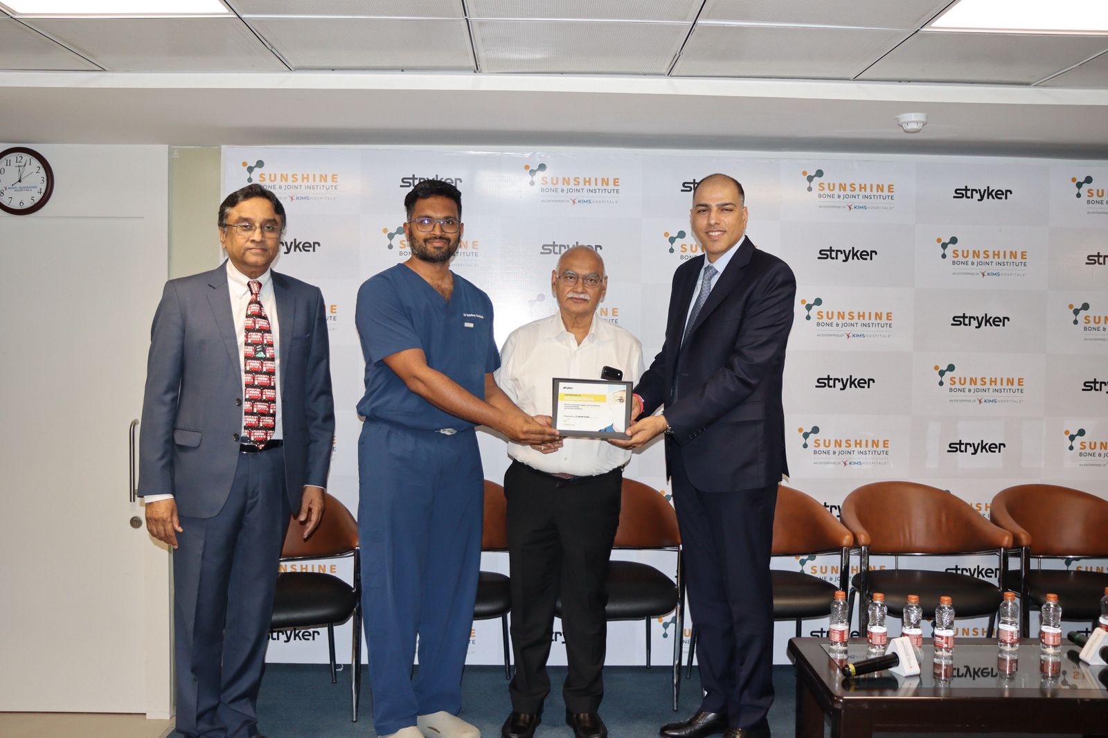 Dr. Sandeep Boddeda receiving Fellowship Certificate from Sunshine Hospitals